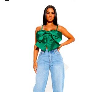 Never Bow Down Top green crop top S